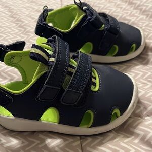 WORN Cat & Jack Kids Navy and Green Water Sandals
